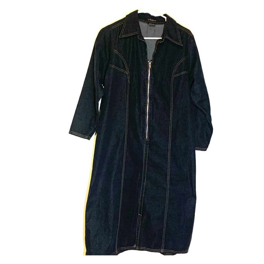 Denim half zip dress